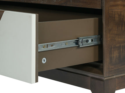 Japandi 2 Drawer Nightstand With Geometric Design