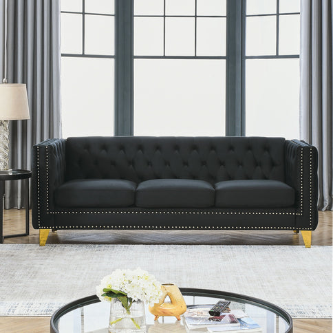 Modern Sofa With Button Tufting, Upholstered Couch For Living Room