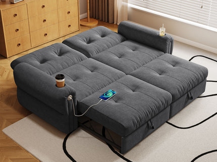 2 In 1 Convertible Sofa Bed For Living Room - Dark Gray - Fabric