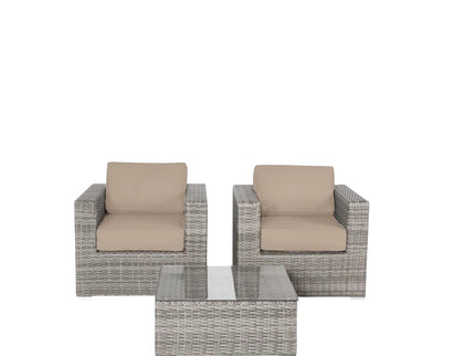 Wicker Seating Group Set With Table And Cushions
