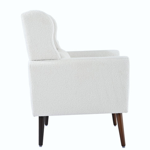 Modern Accent Chair, Arm Chairs For Living Room, Upholstered Mordern Armchair, Comfy Soft Padded Lounge Chair In Small Space, Bedroom, With Pillow, Solid Wood Leg