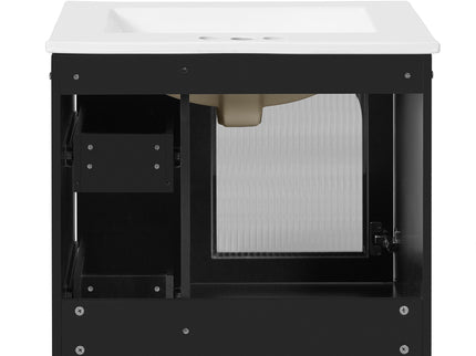 Wall-Mounted Bathroom Vanity Set With Sink, 2 Drawers And Soft-Close Door