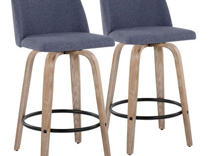 Toriano - Contemporary Fixed-Height Counter Stool & Swivel With Round Footrest (Set of 2)