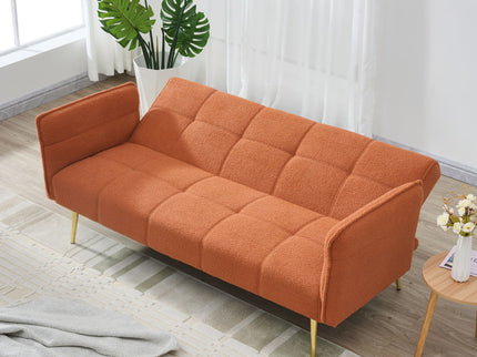 Convertible Double Futon Sofa Bed With Folding Armrests For Living Rooms