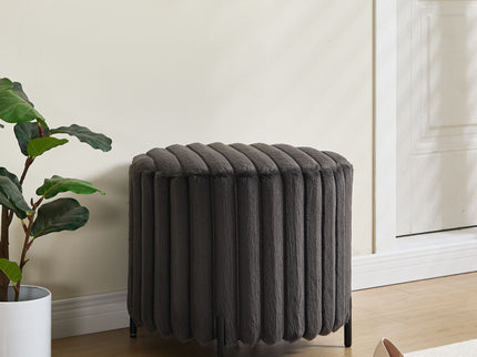 Wide Upholstered Round Pouf Ottoman Foot Rest