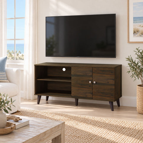 Amidon - TV Stand, With 2 Storage Shelves And 1 Cabinet