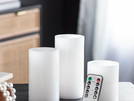 LED Candles With Remote Timer (Set of 3) - White