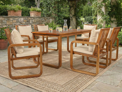 7 Piece Outdoor Patio Dining Set With Removable Cushions