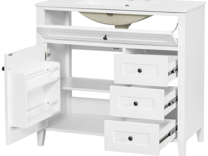 Bathroom Vanity With Sink, Cabinet With 3 Drawers And Adjustable Shelf