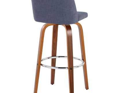 Toriano - Mid Century Modern Fixed Height, Barstool With Swivel With Round Footrest (Set of 2)
