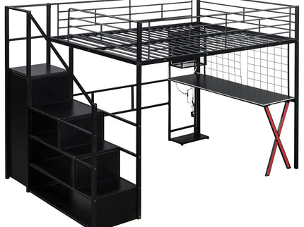 Loft Bed With Built In Work Station, Wardrobe, Storage Staircase And LED