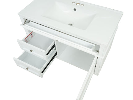 Modern Wall Mounted Floating Cabinet With Double Drawer And Sink