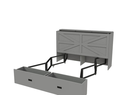 Full Murphy Bed With Storage Drawers, Charging Station, Foldable Panels, And Silent Swivel Wheels