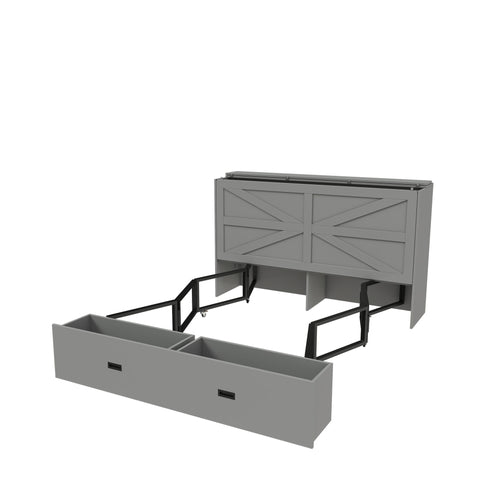 Full Murphy Bed With Storage Drawers, Charging Station, Foldable Panels, And Silent Swivel Wheels