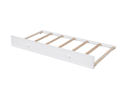Bunk Bed With Twin Size Trundle, Storage And Guard Rail For Bedroom