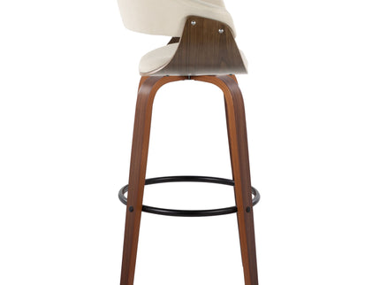 Vintage Mod - Mid Century Modern Fixed Height Barstool With Swivel & Round Footrest (Set of 2)