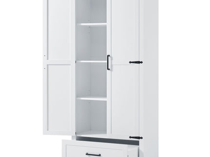 Tall Bathroom Storage Cabinet With 2 Doors And 2 Drawer, Adjustable Shelf - White