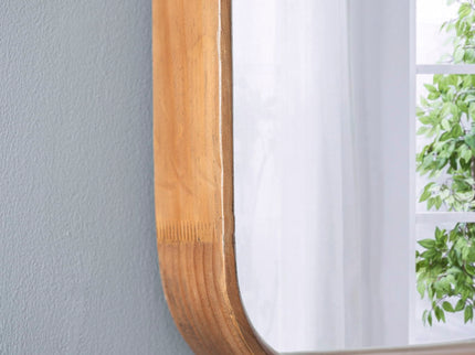 Square Mirror With Wood Frame, Wall Mirror For Living Room Bathroom Entryway - Brown