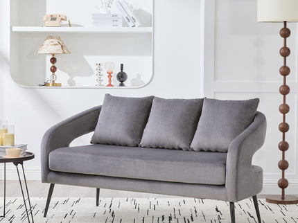 Open Back Loveseat Settee With 3 Pillows