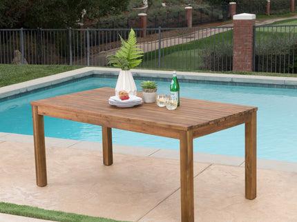 Wilson - Expandable Dining Table With Slat Design - Teak Acacia Wood