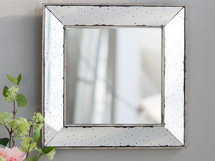 Distressed Accent Mirror, Traditional Style Framed Wall Mirror For Living Room