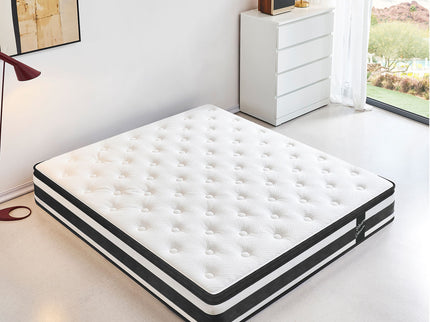 12" Breathable Hybrid Mattress, Memory Foam, Individual Pocket Springs