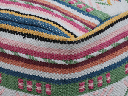 Inca - Handcrafted Peruvian Print Square Pouf Ottoman - Multicolor