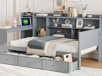 Daybed With 3 Drawers USB Ports And Desk