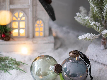 Long Neck Ball Ornaments, Glass Decorative Hanging Ball Christmas Tree Ornaments For Holiday Party Decorations (Set of 12) - Green