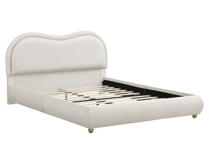 Upholstered Platform Bed Frame With Curved Headboard