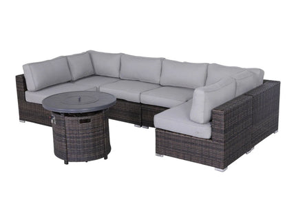 Wicker Outdoor Lounge Set With Cushions And Fire Pit