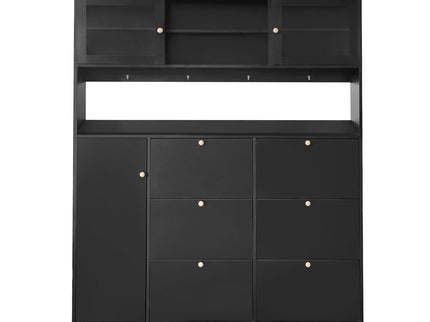 On Trend Multifunctional Tipping Bucket Shoe Cabinet With Storage Shelf & 6 Flip Drawers