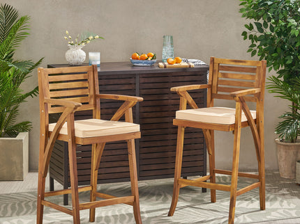 Barstool With Soft Curved Lines And Sturdy Frame (Set of 2) - Brown