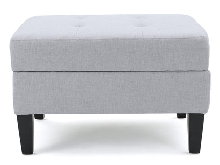 Storage Ottoman With Birch Wood Legs And Cushioned Top For Comfort