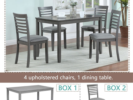 5 Pieces Modern Dining Set, Rectangular Wooden Dining Table With 4 Upholstered Chairs
