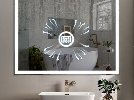 LED Bathroom Vanity Mirror Wall Mounted Adjustable / Warm / Natural Lights Anti-Fog Touch Switch With Memory Modern Smart Large Bathroom Mirrors
