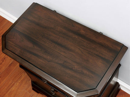 Nightstand With Carved Details, 2 Drawer - Espresso