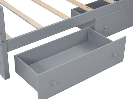 Loft Platform Bed With 7 Drawers And Full Guardrails, Modern L Shaped Space Savin