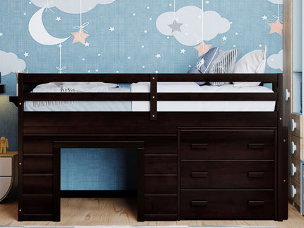 Loft Bed With Cabinet And Shelf