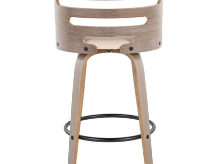 Cosini - Mid Century Modern Fixed Height Barstool With Swivel And Round Footrest (Set of 2)