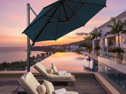 Round Cantilever Patio Umbrella With 360 Rotation & Infinite Tilt Adjustment