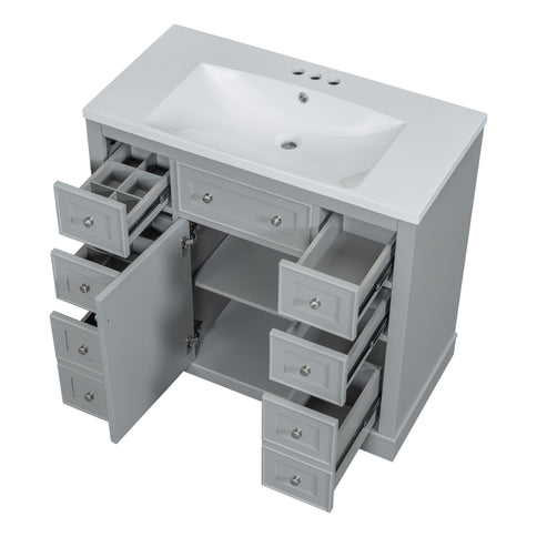 Modern Bathroom Vanity With Sink Combo, 6 Drawers And 1 Cabinet