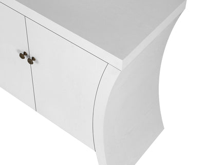 Refined Industrial 4 Door Credenza With Arc Legs & Clasps