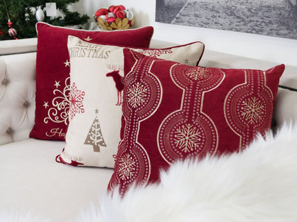 Holiday Throw Pillow With Snowflake Embroidery