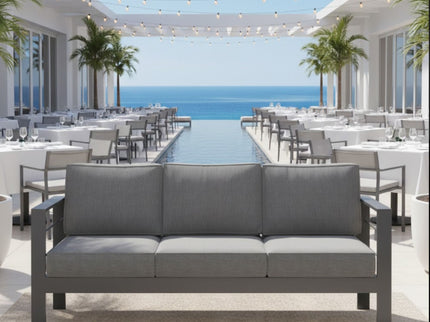 All-Weather Patio Sofa With Cushions, 3 Seat Outdoor Couch