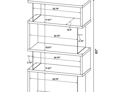 Elias - 4 Shelf Bookshelf With Zigzag Design
