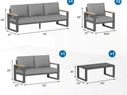 Modern Outdoor Sofa Set With Coffee Table