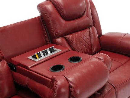 Home Theater Seating Manual Recliner Chair With Center Console And Led Light Strip For Living Room