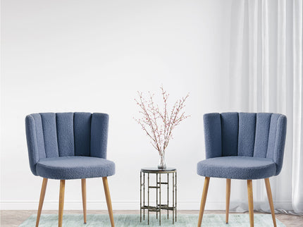 Modern Dining Chair (Set of 2) With Iron Tube Wood Color Legs, Shorthair Cushions And Comfortable Backrest, Suitable For Dining Room, Living Room, Cafe, Simple Structure