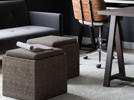 Rockwood - Upholstered Cube Storage Ottoman With Tray
